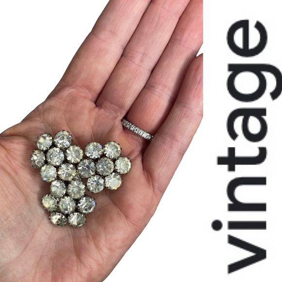 Vintage Triangular Cluster Rhinestone Brooch - Picture 1 of 10